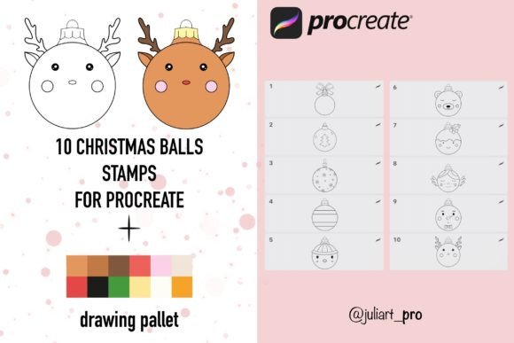 10 Christmas Balls Stamps for Procreate