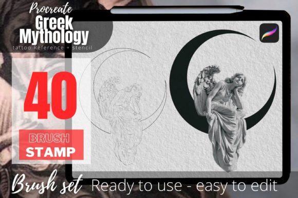 20 Greek Mythology Tattoo Stencil Brush