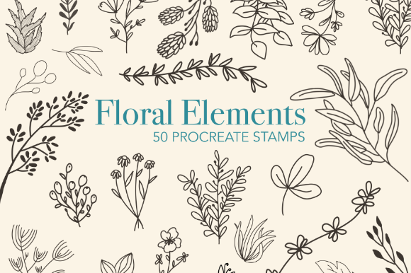 50 Floral Elements Procreate Stamps: Integrating Hand-Drawn Assets into Your Digital Design Workflow