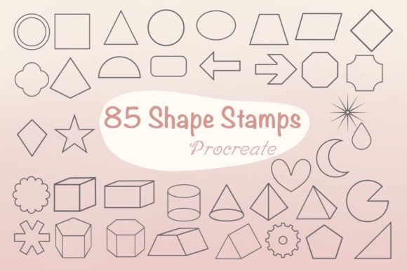 85 Shape 2D 3D Procreate Brush Stamps