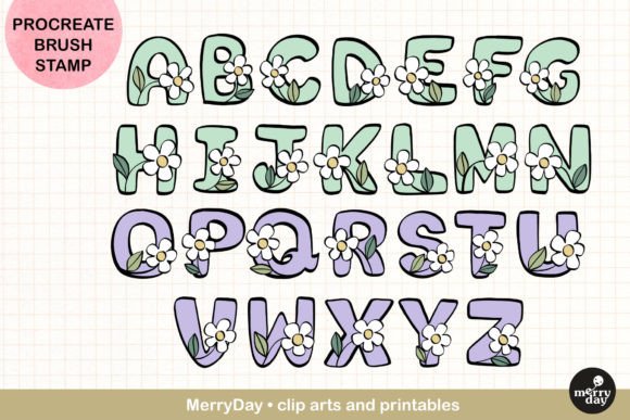 ABC Procreate Brush Stamp Flower Design Guide
