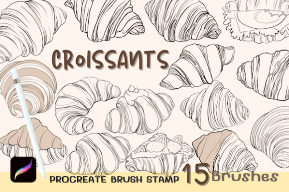 Enhancing Digital Bakery Art with Croissant Bakery Procreate Brush Stamps