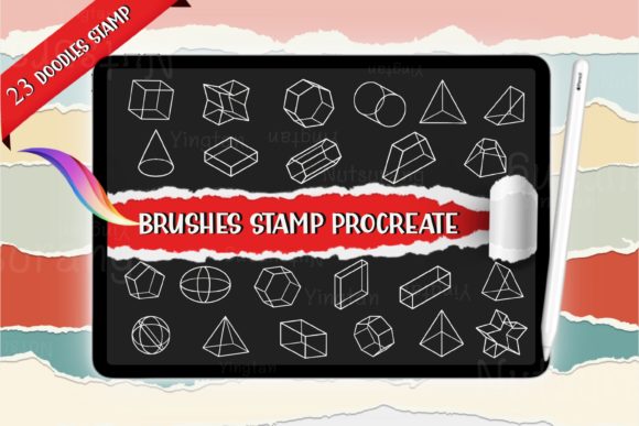 Geometric 3D Shape Brush Stamp Procreate