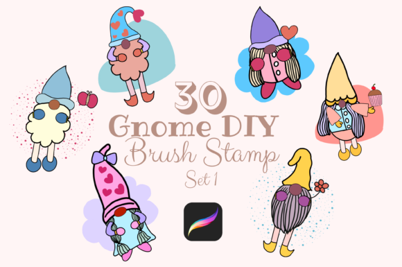 Mastering Whimsical Digital Illustration with the 30 Gnome DIY Brush Stamp Set 1