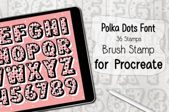 Polka Dots Font Procreate Brush Stamp