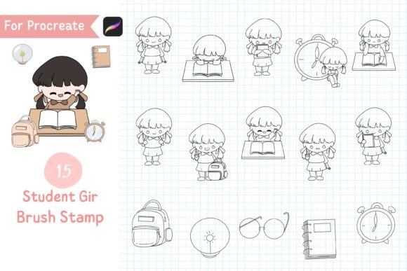 Procreate Brush Stamp Student Girl: Elevating Digital Illustration with Hand-Drawn Charm