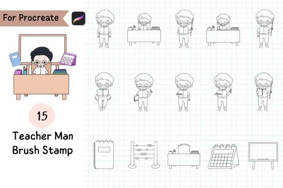 Procreate Brush Stamp Teacher Man: Streamlining Educational Illustration Workflows