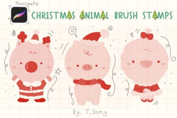 Procreate Christmas Animal Brush Stamps