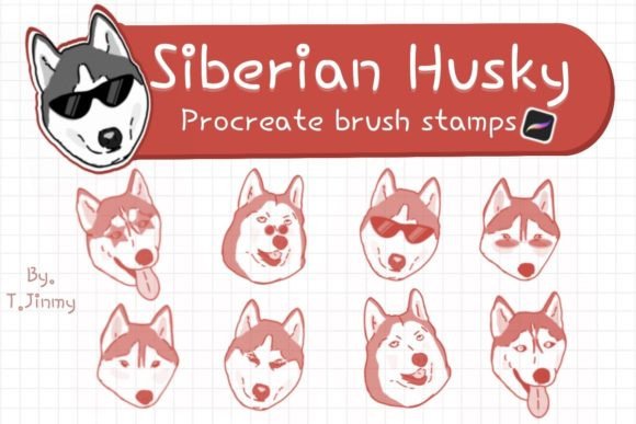 Procreate Siberian Husky Brush Stamps