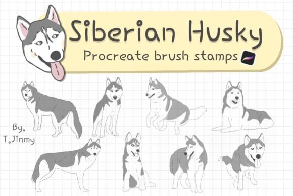 Siberian Husky Procreate Brush Stamps